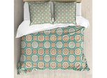 Abakuhaus Set Copripiumino Per Letti Matrimoniali, Motivo Mandala Orientale, Antiacaro, Adatto A Chi Soffre Di Allergie, Con Federe, Azzurro, Beige, Pesca