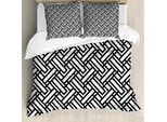 Abakuhaus Copripiumino Bianco E Nero, Motivo A Righe, Antiacaro, Adatto A Chi Soffre Di Allergie, Con Federe, 200 Cm X 200 Cm - 80 X 80 Cm, Bianco E Nero