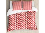 Abakuhaus Copripiumino Zuckerstange, Caramelle Natalizie Rosse, Antiacaro, Adatto A Chi Soffre Di Allergie, Con Federe, 155 Cm X 220 Cm - 80 X 80 Cm, Rosso-Crema