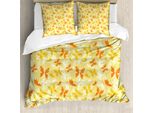 Abakuhaus Copripiumino Giallo E Bianco, Farfalla Vorticosa, Antiacaro, Adatto A Chi Soffre Di Allergie, Con Federe, 155 Cm X 220 Cm - 80 X 80 Cm, Terra Giallo Arancione