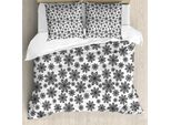 Abakuhaus Copripiumino Snowflake, Monocromatico Invernale, Antiacaro, Adatto A Chi Soffre Di Allergie, Con Federe, 155 Cm X 220 Cm - 80 X 80 Cm, Bianco E Nero