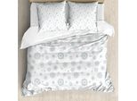 Abakuhaus Copripiumino Snowflake, Motivo Invernale Scarabocchiato, Antiacaro, Adatto A Chi Soffre Di Allergie, Con Federe, 155 Cm X 220 Cm - 80 X 80 Cm, Grigio Chiaro Bianco