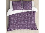 Abakuhaus Copripiumino Fiocco Di Neve, Natale Fiori, Antiacaro Adatto A Chi Soffre Di Allergie Con Federe, 200 Cm X 200 Cm - 80 X 80 Cm, Lavanda Viola