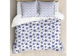 Abakuhaus Star Copripiumino, Motivi Doodle Disegnati A Mano, Antiacaro, Adatto A Chi Soffre Di Allergie, Con Federe, 155 Cm X 220 Cm - 80 X 80 Cm, Viola Blu Bianco