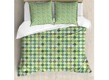Copripiumino Abakuhaus, Tradizionale Motivo Argyle Verde, Antiacaro E Anallergico, Con Federe, 200 Cm X 200 Cm - 80 X 80 Cm, Multicolore