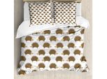 Abakuhaus Set Copripiumino Per Letti Matrimoniali, Cartoni Animati Porcospini, Antiacaro, Adatto A Chi Soffre Di Allergie, Con Federe, Marrone Chiaro Caramello Bianco