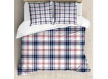 Abakuhaus Copripiumino A Quadri, Motivo Country Britannico, Antiacaro, Adatto A Chi Soffre Di Allergie, Con Federe, 200 Cm X 200 Cm - 80 X 80 Cm, Vermiglio Blu Navy
