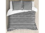 Abakuhaus Copripiumino Etnico, Geometrico Bianco E Nero, Antiacaro, Adatto A Chi Soffre Di Allergie, Con Federe, 200 Cm X 200 Cm - 80 X 80 Cm, Bianco E Nero