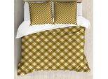 Copripiumino Abakuhaus, Marrone A Diagonale Retrò, Antiacaro, Adatto A Chi Soffre Di Allergie, Con Federe, 155 Cm X 220 Cm - 80 X 80 Cm, Marrone Chiaro Verde Beige