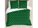 Abakuhaus Copripiumino Plaid, Tartan Diagonale Verde, Antiacaro, Adatto A Chi Soffre Di Allergie, Con Federe, 200 Cm X 200 Cm - 80 X 80 Cm, Verde, Nero, Bianco