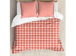 Abakuhaus Copripiumino Plaid, Quadri Country Picnic, Antiacaro Adatto A Chi Soffre Di Allergie Con Federe, 200 Cm X 200 Cm - 80 X 80 Cm, Bianco Vermiglio