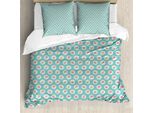 Abakuhaus Copripiumino Shabby Flora, Cerchi E Fiori, Antiacaro, Adatto A Chi Soffre Di Allergie, Con Federe, 200 Cm X 200 Cm - 80 X 80 Cm, Verde Mela E Azzurro