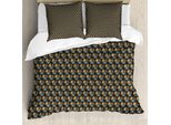 Abakuhaus Copripiumino Giapponese, Uccelli Classici, Antiacaro, Adatto A Chi Soffre Di Allergie, Con Federe, 200 Cm X 200 Cm - 80 X 80 Cm, Marrone Sabbia Blu Grigio