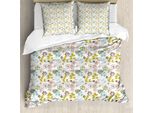 Abakuhaus Set Copripiumino Per Letti Matrimoniali, Foglie Stilizzate, Antiacaro, Adatto A Chi Soffre Di Allergie, Con Federe, Multicolore