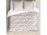 Abakuhaus Set Copripiumino Vintage Per Letti Matrimoniali, Motivo Fiori Di Magnolia, Antiacaro, Adatto A Chi Soffre Di Allergie, Con Federe, Grigio Chiaro Verde