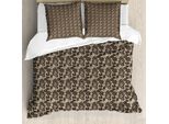 Abakuhaus Set Copripiumino Per Letti Matrimoniali, Motivi Floreali E Foglie, Antiacaro, Adatto A Chi Soffre Di Allergie, Con Federe, Beige E Marrone