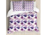 Abakuhaus Copripiumino Con Fiori, Foglie Primaverili In Fiore, Antiacaro, Adatto A Chi Soffre Di Allergie, Con Federe, 200 Cm X 200 Cm - 80 X 80 Cm, Lilla, Lilla, Pesca