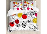 Abakuhaus Set Copripiumino Per Letti Matrimoniali, Disegno Di Verdure, Antiacaro, Adatto A Chi Soffre Di Allergie, Con Federe, Bianco Multicolore