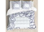 Abakuhaus Copripiumino Per Asilo Nido, Cornice Estiva Childish, Antiacaro, Adatto A Chi Soffre Di Allergie, Con Federe, 155 Cm X 220 Cm - 80 X 80 Cm, Azzurro Pallido Blu Scuro