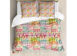 Abakuhaus Copripiumino Love, Romantico E Colorato, Antiacaro E Anallergico, Con Federe, 200 Cm X 200 Cm - 80 X 80 Cm, Multicolore