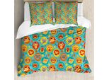 Abakuhaus Copripiumino Con Animali Cartoon, Facce Divertenti, Antiacaro, Adatto A Chi Soffre Di Allergie, Con Federe, 155 Cm X 220 Cm - 80 X 80 Cm, Multicolore