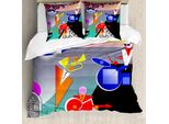 Abakuhaus Copripiumino Musicale, Band Of-Stock, Antiacaro, Adatto A Chi Soffre Di Allergie, Con Federe, 155 Cm X 220 Cm - 80 X 80 Cm, Multicolore