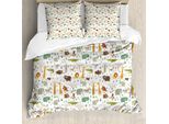 Abakuhaus Cartoon-Tier Bettbezug, Grunge Africano, Resistente All'acqua, Lavabile, Colori Che Non Stingono, Personalizzato, 155 Cm X 220 Cm - 80 X 80 Cm, Multicolore