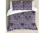 Abakuhaus Copripiumino Gotico, Motivo Vittoriano Femminile, Antiacaro, Adatto A Chi Soffre Di Allergie, Con Federe, 155 Cm X 220 Cm - 80 X 80 Cm, Viola Nero