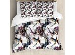 Abakuhaus Copripiumino Acquerello, Lilly Con Uccellini, Antiacaro, Adatto A Chi Soffre Di Allergie, Con Federe, 155 Cm X 220 Cm - 80 X 80 Cm, Multicolore