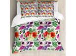 Abakuhaus Copripiumino Acquerello, Calla Chinese Hibiscus, Antiacaro, Adatto A Chi Soffre Di Allergie, Con Federe, 155 Cm X 220 Cm - 80 X 80 Cm, Multicolore
