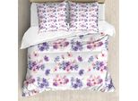 Abakuhaus Copripiumino Acquerello, Fiori Nuziali, Antiacaro, Adatto A Chi Soffre Di Allergie, Con Federe, 200 Cm X 200 Cm - 80 X 80 Cm, Viola Lavanda-Rosa