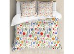 Abakuhaus Copripiumino Acquerello, Illustrazioni Floreali, Antiacaro, Adatto A Chi Soffre Di Allergie, Con Federe, 155 Cm X 220 Cm - 80 X 80 Cm, Multicolore