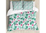 Abakuhaus Copripiumino Acquerello, Fiori Tropic Ferns, Antiacaro, Adatto A Chi Soffre Di Allergie, Con Federe, 155 Cm X 220 Cm - 80 X 80 Cm, Rosa Seafoam