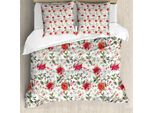 Abakuhaus Copripiumino Acquerello, Poinsettia Rowan, Antiacaro, Adatto A Chi Soffre Di Allergie, Con Federe, 155 Cm X 220 Cm - 80 X 80 Cm, Verde Vermiglio Magenta