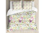 Abakuhaus Copripiumino Acquerellato, Delicati Fiori Primaverili, Antiacaro, Adatto A Chi Soffre Di Allergie, Con Federe, 155 Cm X 220 Cm - 80 X 80 Cm, Multicolore