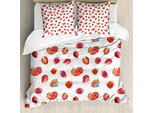 Abakuhaus Set Copripiumino Acquerello Per Letti Matrimoniali, Fragola-Mirtillo, Antiacaro, Adatto A Chi Soffre Di Allergie, Con Federe, Blu-Grigio, Rosso Cinabro, Verde