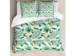 Abakuhaus Copripiumino Acquerello, Coconut Aloha Hawaii, Antiacaro, Adatto A Chi Soffre Di Allergie, Con Federe, 155 Cm X 220 Cm - 80 X 80 Cm, Verde Marrone Chiaro