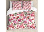 Abakuhaus Copripiumino Acquerello, Rose Rosa E Peonie, Antiacaro, Adatto A Chi Soffre Di Allergie, Con Federe, 155 Cm X 220 Cm - 80 X 80 Cm, Multicolore