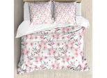 Abakuhaus Set Copripiumino Per Letti Matrimoniali, Sakura-Kirschgarten, Antiacaro, Adatto A Chi Soffre Di Allergie, Con Federe, Verde Reseda, Rosa Chiaro, Bianco