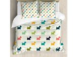 Abakuhaus Copripiumino Per Amanti Dei Cani, Terrier A Pois, Antiacaro, Adatto A Chi Soffre Di Allergie, Con Federe, 200 Cm X 200 Cm - 80 X 80 Cm, Multicolore