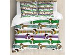 Abakuhaus Copripiumino Per Amanti Dei Cani, Bassotto Vestito, Antiacaro, Adatto A Chi Soffre Di Allergie, Con Federe, 200 Cm X 200 Cm - 80 X 80 Cm, Multicolore