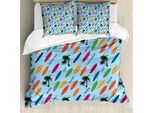 Abakuhaus Copripiumino Surfboard, Exotic Hawaii Sport, Antiacaro, Adatto A Chi Soffre Di Allergie, Con Federe, 200 Cm X 200 Cm - 80 X 80 Cm, Multicolore