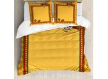 Abakuhaus Copripiumino Fiesta, Design Con Teschi, Antiacaro, Adatto A Chi Soffre Di Allergie, Con Federe, 155 Cm X 220 Cm - 80 X 80 Cm, Giallo Calendula E Verde