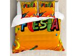Abakuhaus Copripiumino Fiesta, Latino Themed Party, Antiacaro, Adatto A Chi Soffre Di Allergie, Con Federe, 200 Cm X 200 Cm - 80 X 80 Cm, Multicolore
