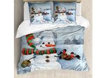 Abakuhaus Copripiumino Schneemann, Acquerello Natale Inverno, Antiacaro, Adatto A Chi Soffre Di Allergie, Con Federe, 155 Cm X 220 Cm - 80 X 80 Cm, Multicolore