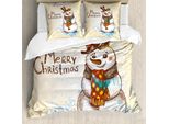 Abakuhaus Copripiumino Schneemann, Xmas-Sketch, Antiacaro, Adatto A Chi Soffre Di Allergie, Con Federe, 200 Cm X 200 Cm - 80 X 80 Cm, Crema Marrone Blu