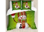Abakuhaus Copripiumino Schneemann, 3D Mascot Tradizionale, Antiacaro, Adatto A Chi Soffre Di Allergie, Con Federe, 200 Cm X 200 Cm - 80 X 80 Cm, Verde, Rosso, Bianco