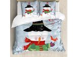 Abakuhaus Copripiumino Schneemann, Natale Capodanno Grunge, Antiacaro, Adatto A Chi Soffre Di Allergie, Con Federe, 155 Cm X 220 Cm - 80 X 80 Cm, Multicolore