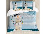 Abakuhaus Copripiumino Schneemann, Vacanze Invernali Al Mare, Antiacaro, Adatto A Chi Soffre Di Allergie, Con Federe, 200 Cm X 200 Cm - 80 X 80 Cm, Multicolore
