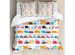 Abakuhaus Copripiumino, Camion Colorati, Antiacaro, Adatto A Chi Soffre Di Allergie, Con Federe, 200 Cm X 200 Cm - 80 X 80 Cm, Multicolore